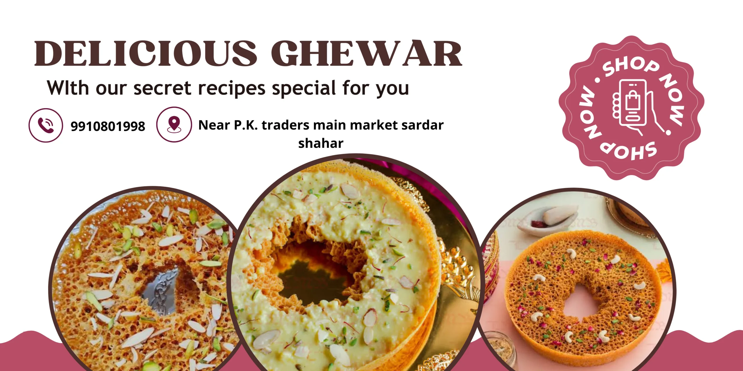 Pink Brown Simple Textured Background Modern Bakery Cakes Banner