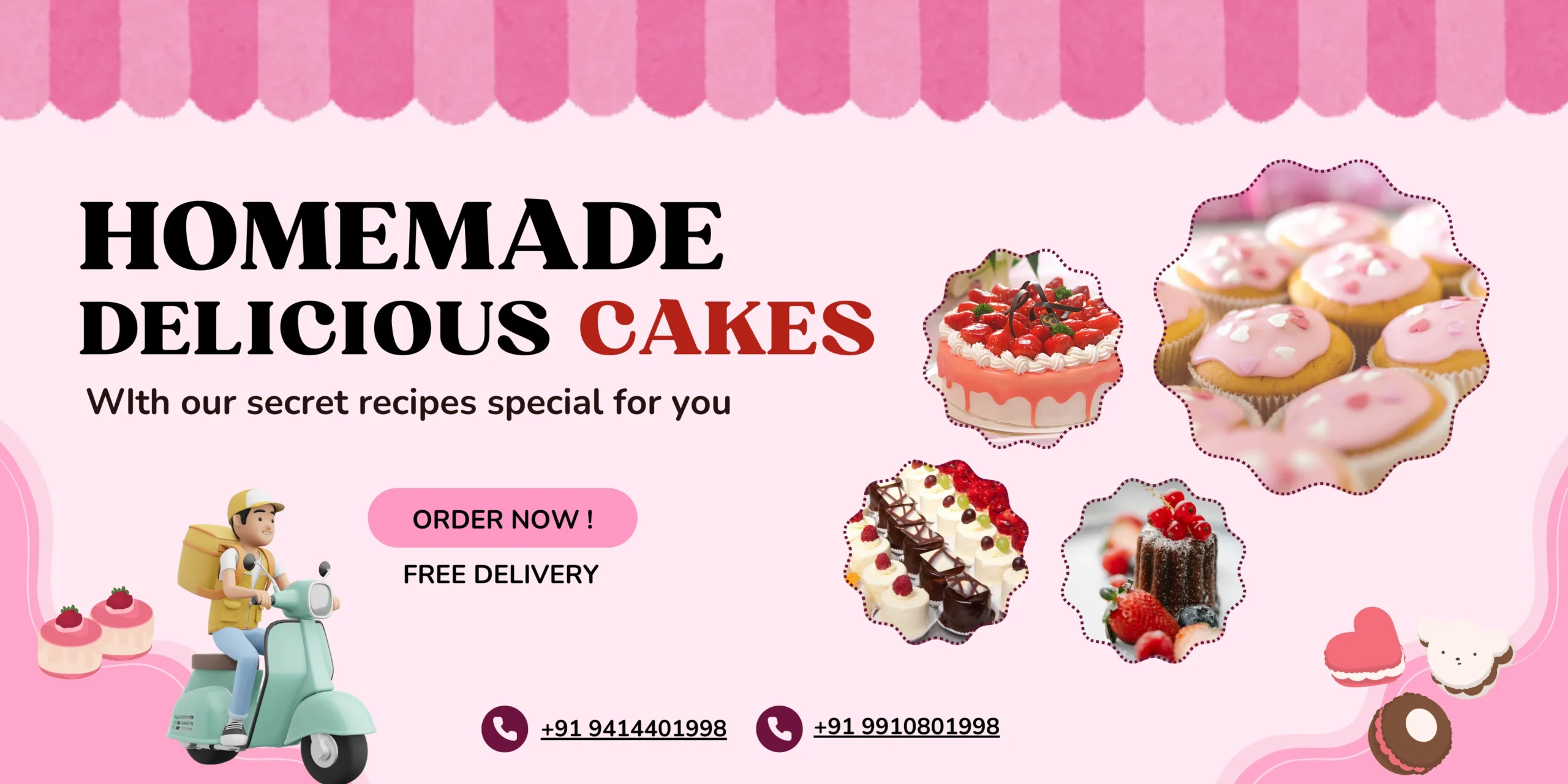 Pink and Red Playful Modern Food Promo Banner